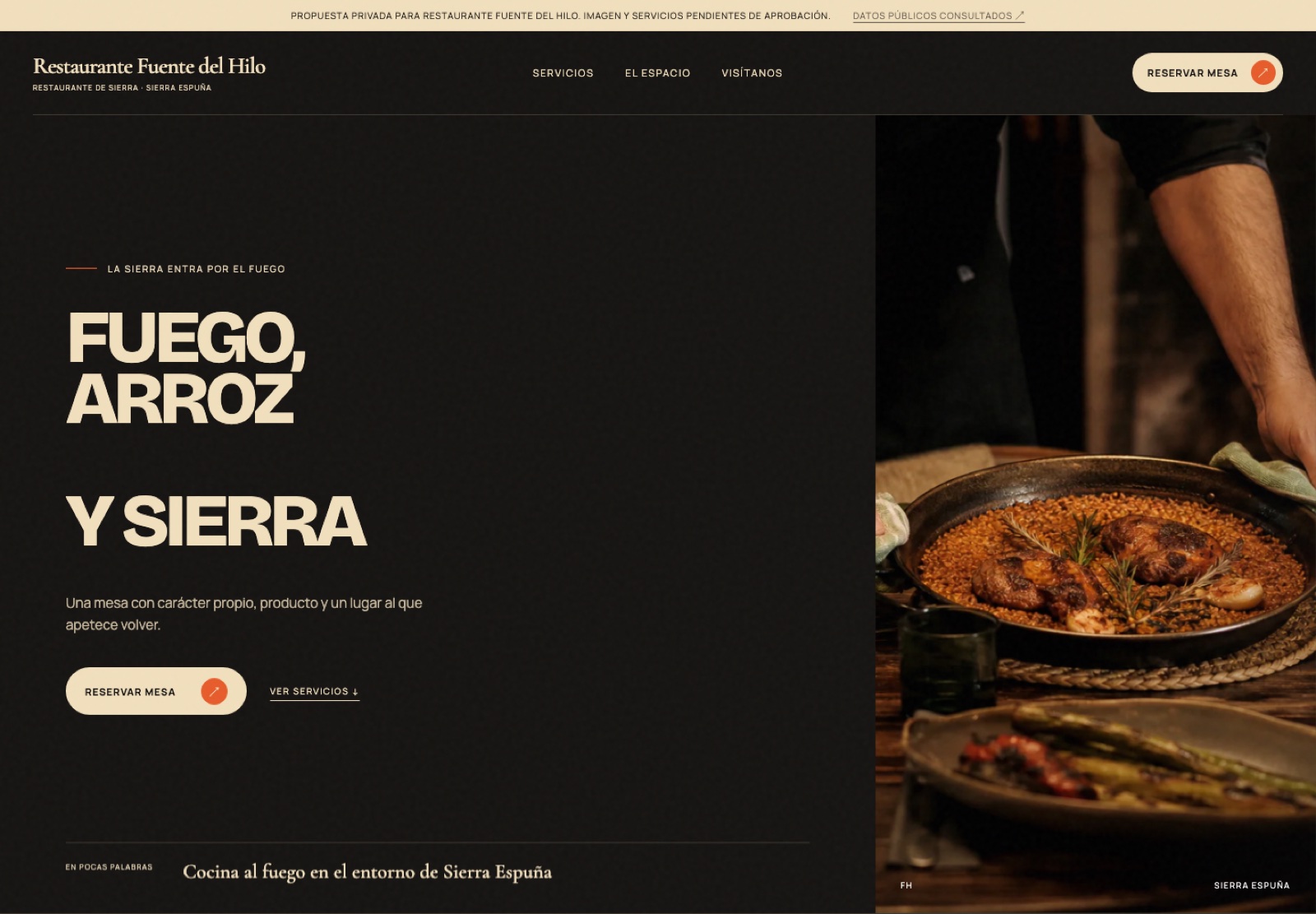 Propuesta conceptual de PortadaStudio para un restaurante